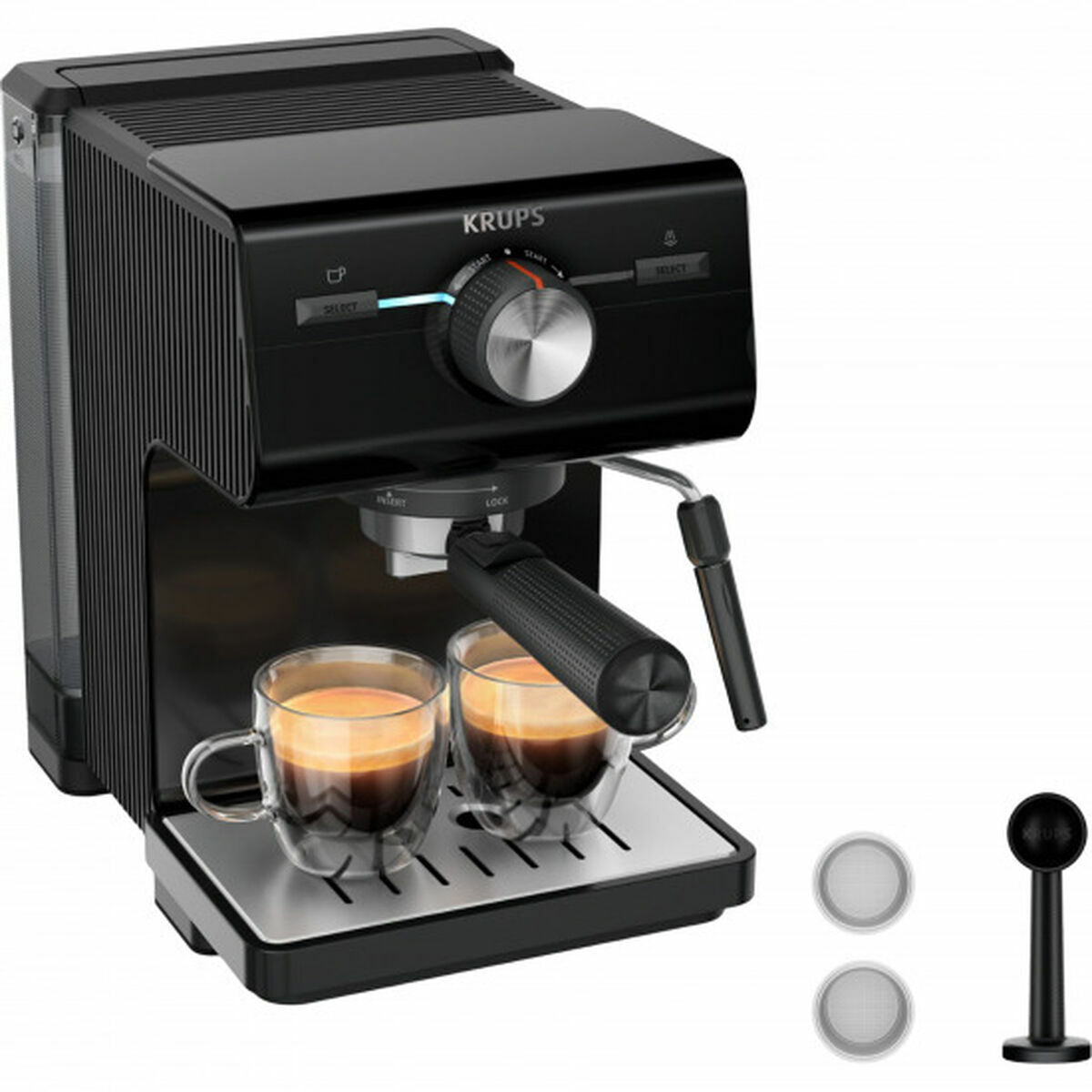 Krups Espressomaschine XP3818 schwarz mit 2L Tank und 15 bar Druck