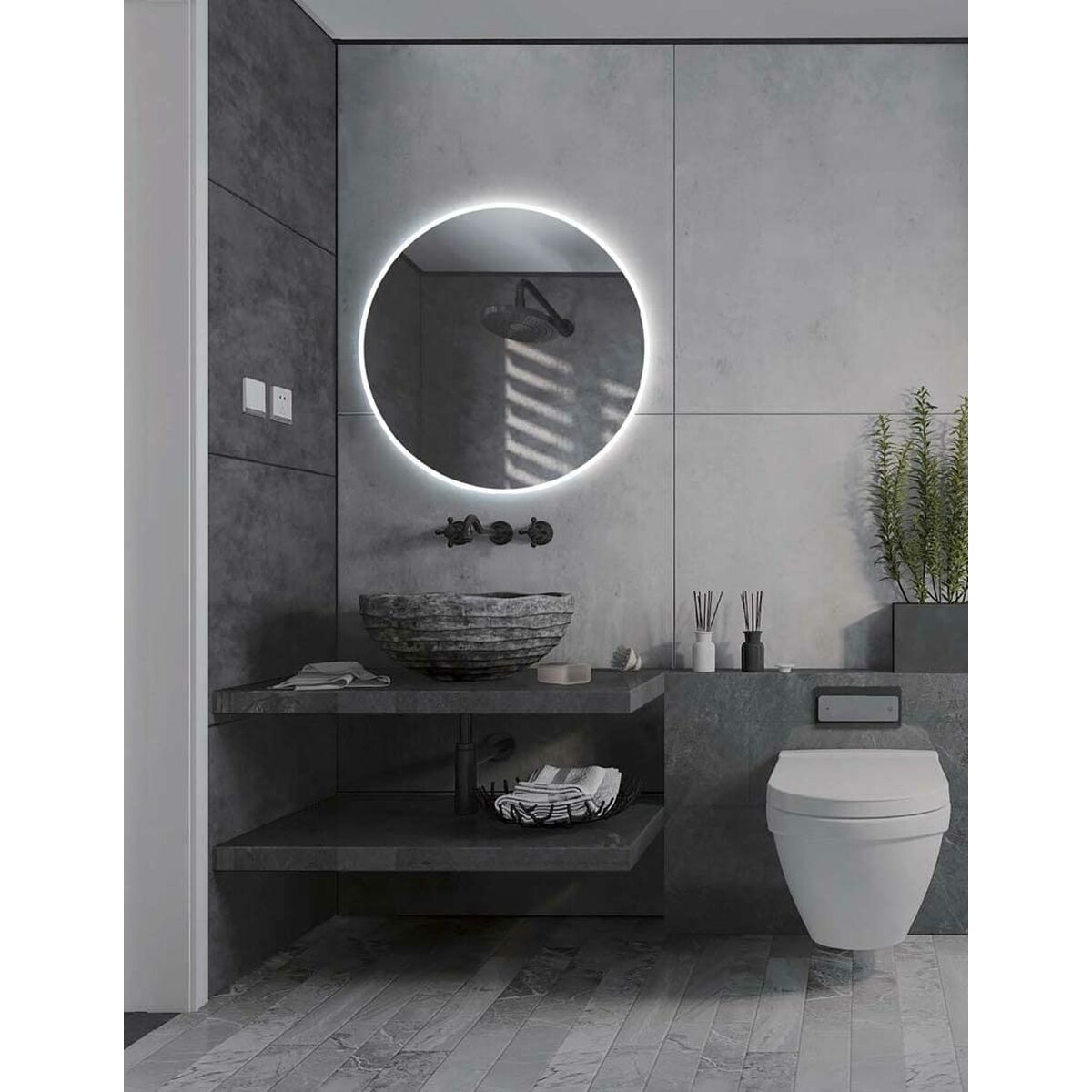 Badezimmerspiegel Ledimex rund 100 cm mit LED-Licht