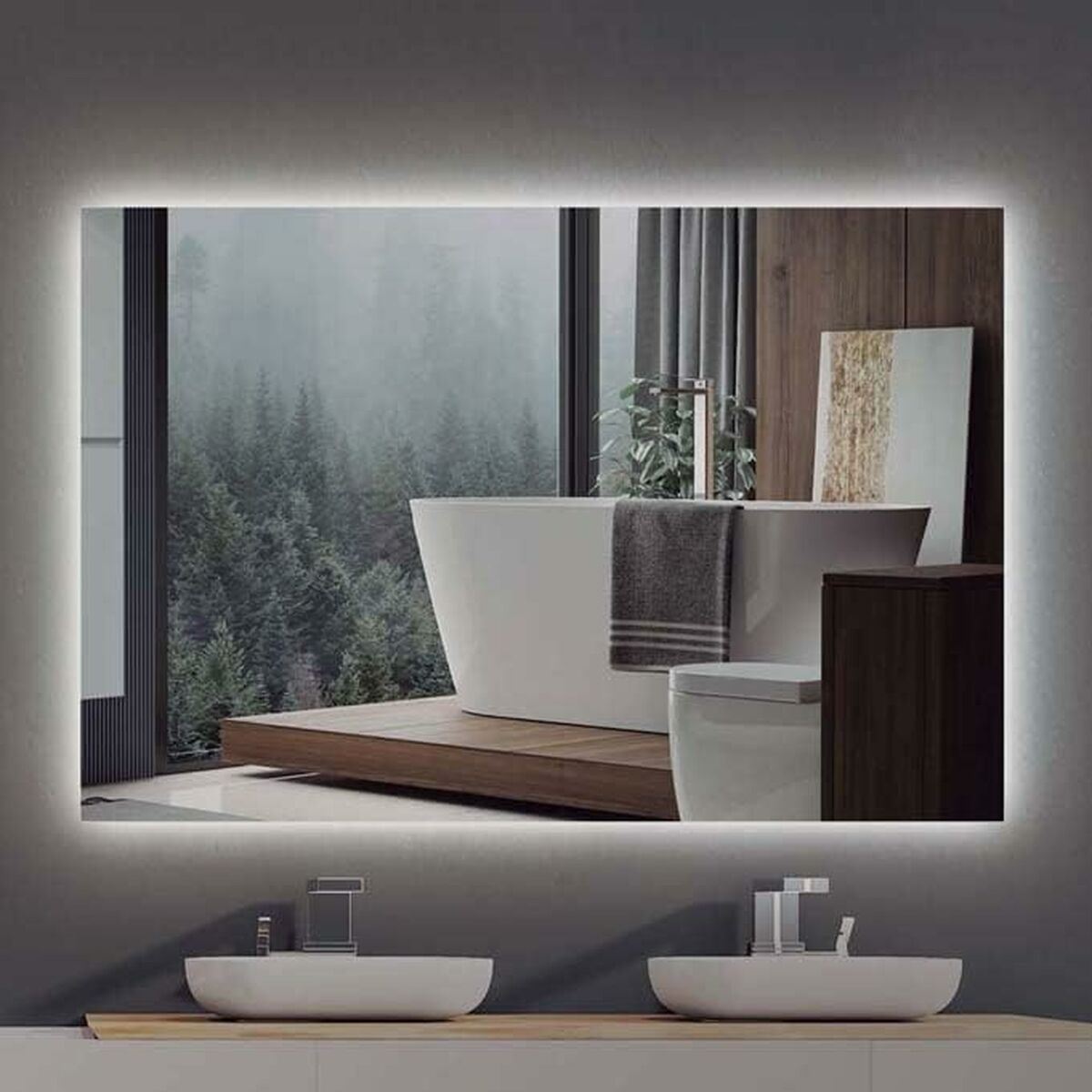 Moderner Ledimex Badezimmerspiegel SUECIA 8080 80x80 cm LED-Beleuchtung