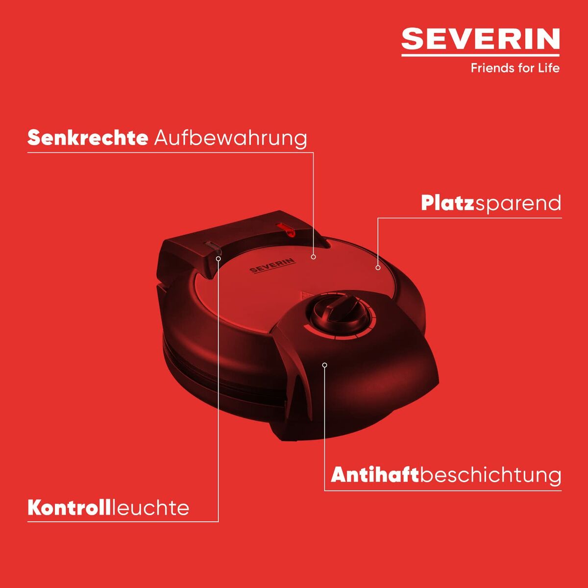 Severin Waffeleisen WA 2103 schwarz Thermostat