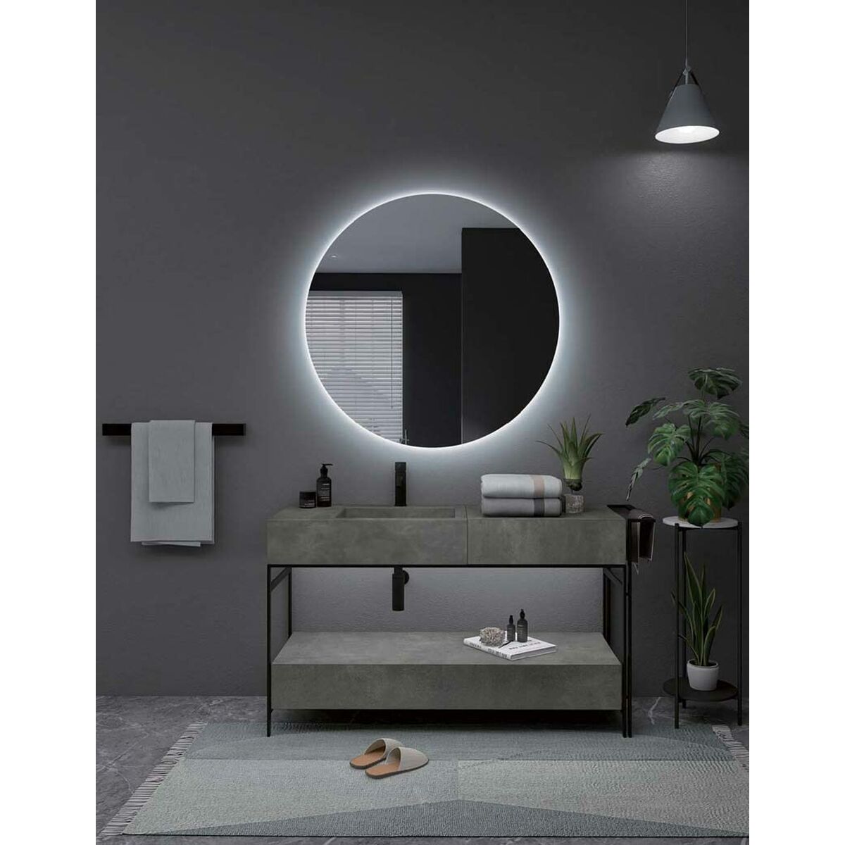 Badezimmerspiegel Ledimex OPOR001 rund 100 cm mit LED-Licht